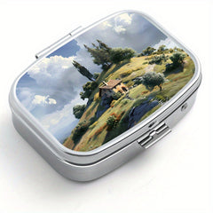 Scenic Print Pill Organizer Travel Medicine Case Jewelry Box