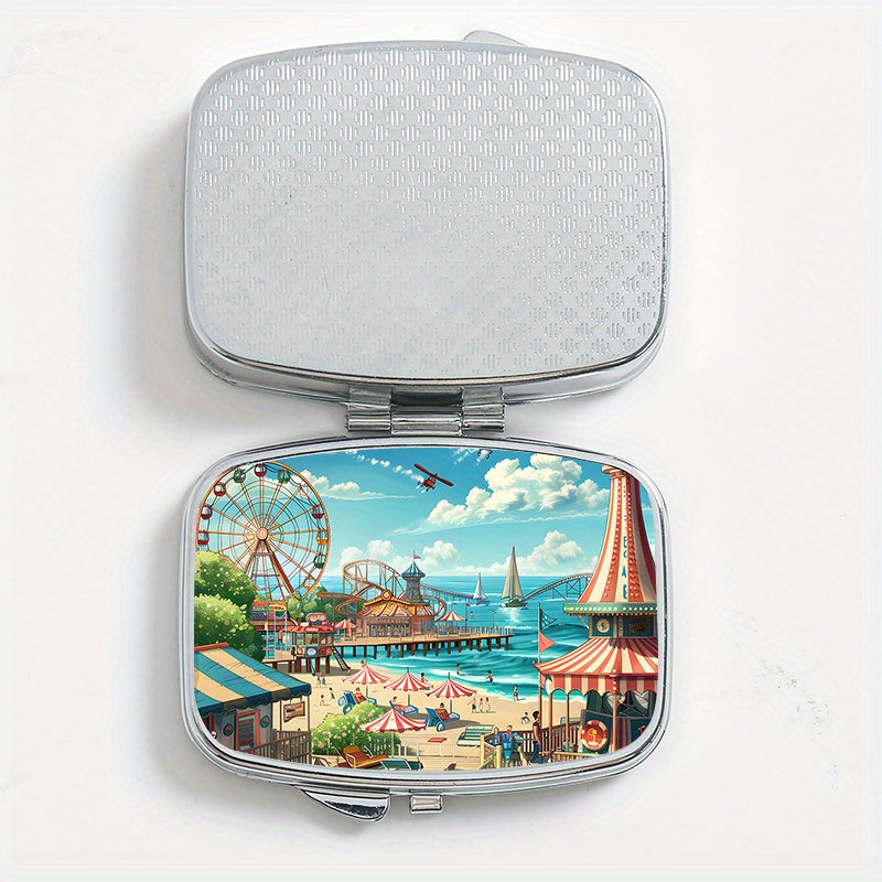 Portable Pill Organizer Metal Case 2 Compartment Medicine Box