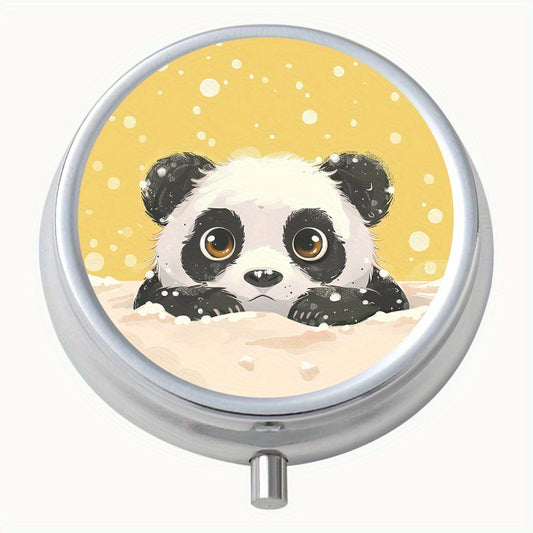 Snow Panda Round Medicine Box 3 Compartment Pill Box Portable