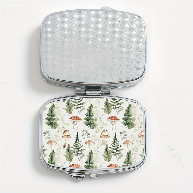 Portable Pill Organizer with Fern & Mushroom Design