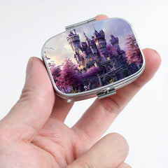 Castle Pattern Printed Medicine Box Two Compartment Pill Box