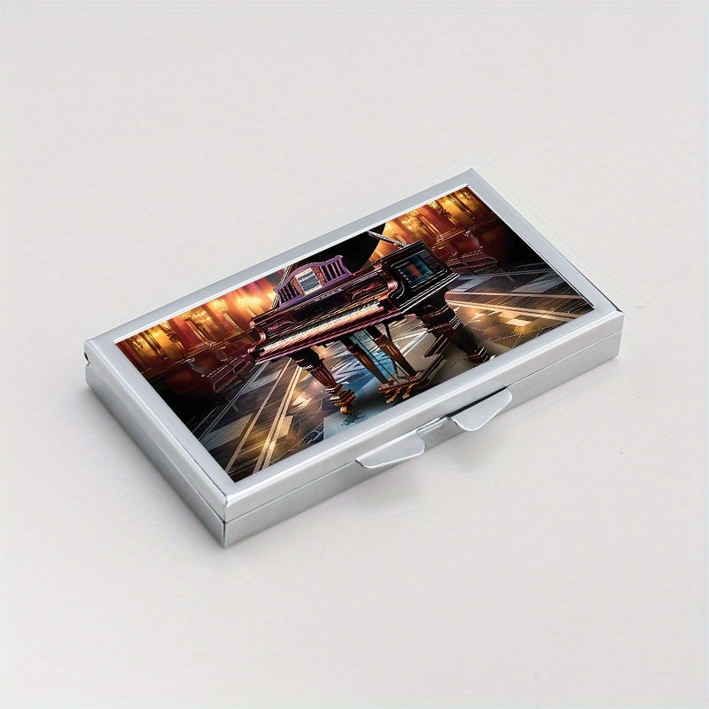 Piano Pattern Printed Rectangular Pill Box Mini Portable Pill Box