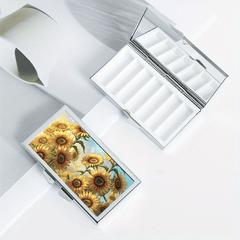 Sunflower Print 7 Compartment Pill Box Organizer Portable & Moisture Proof