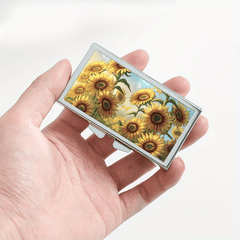 Sunflower Print 7 Compartment Pill Box Organizer Portable & Moisture Proof