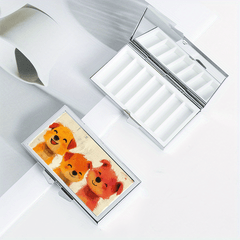 Happy Puppy Pattern Rectangular Pill Box 7 Compartment Portable Pill Box