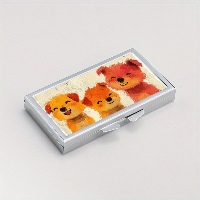 Happy Puppy Pattern Rectangular Pill Box 7 Compartment Portable Pill Box