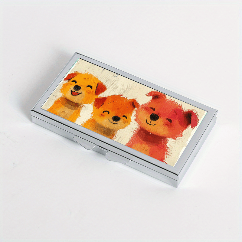 Happy Puppy Pattern Rectangular Pill Box 7 Compartment Portable Pill Box