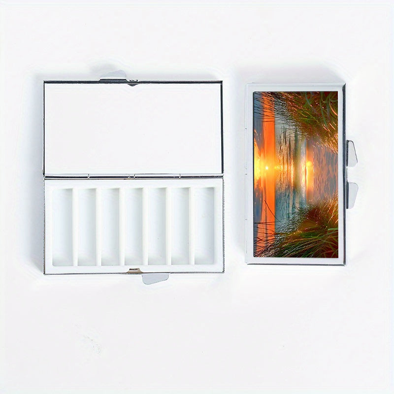 Seaside Sunset Pattern Printed Medicine Box 7 Compartment Pill Box