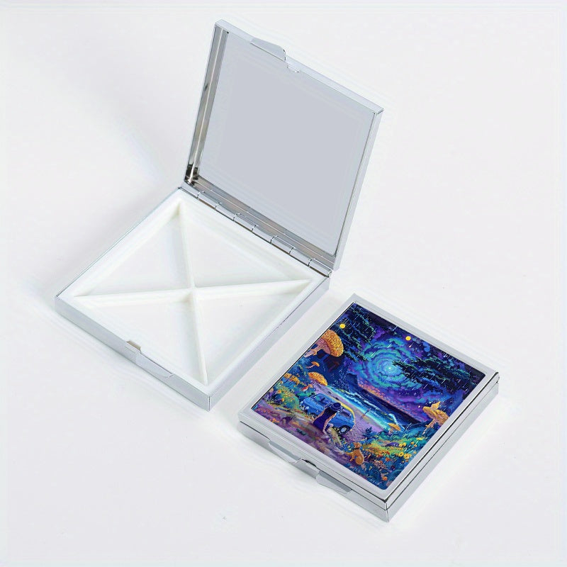 Compact 4 Compartment Pill Organizer with Seaside Portable Medicine Box