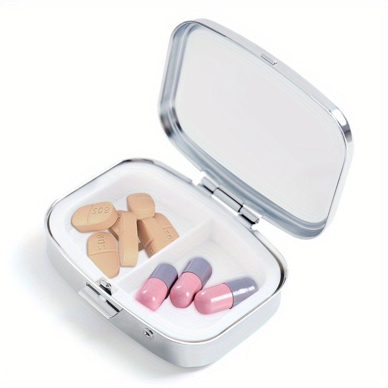 Portable Pill Organizer Metal Medicine Box for Travel Sports & Daily Use