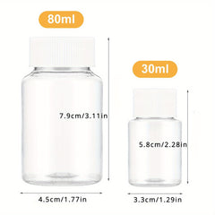6pcs Clear Pill Bottle 30ml 80ml Empty Plastic Containers Sample Jar with Caps