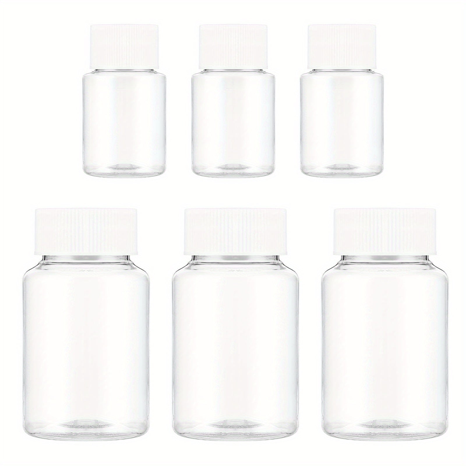 6pcs Clear Pill Bottle 30ml 80ml Empty Plastic Containers Sample Jar with Caps