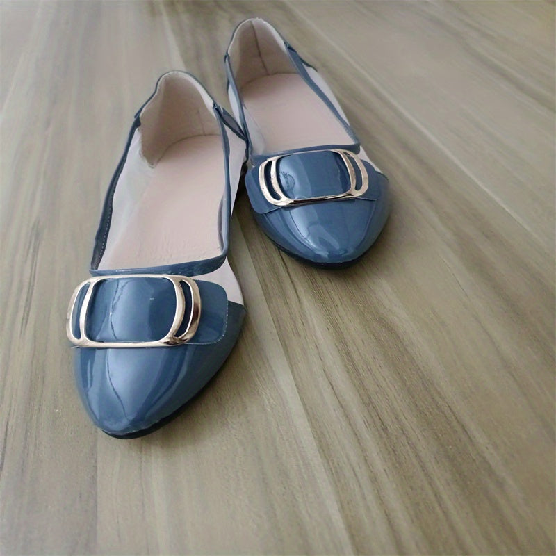 Women's Square Metal Decor Block Low Heels Slip On Shoes