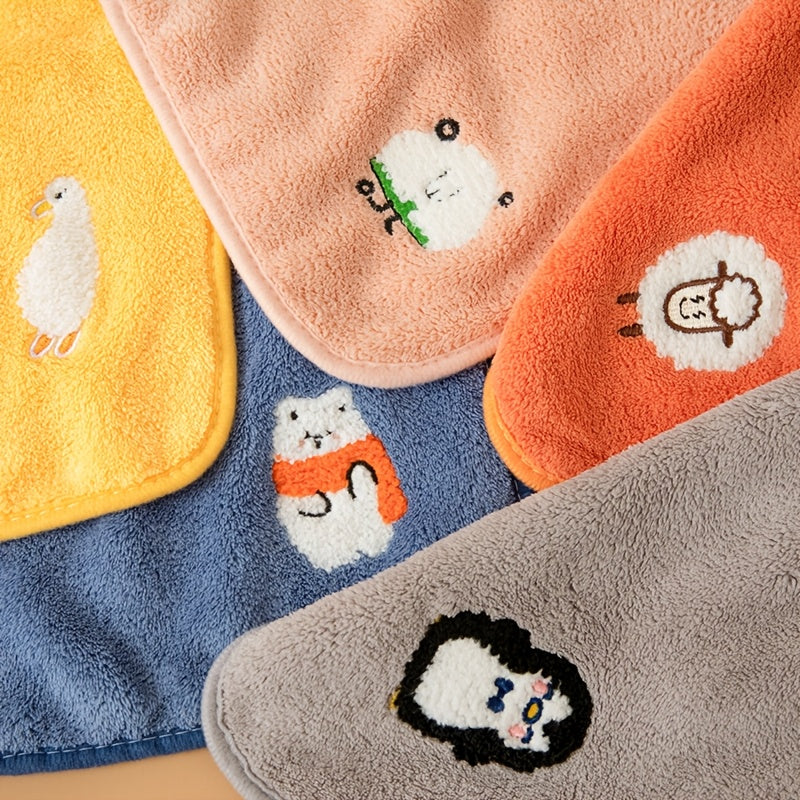 5pcs Cute Cartoon Animal Design Kids Face Towels