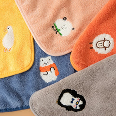5pcs Cute Cartoon Animal Design Kids Face Towels