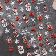 3pcs Christmas Cartoon Nail Stickers Santa Claus Snowflake Decoration Tools