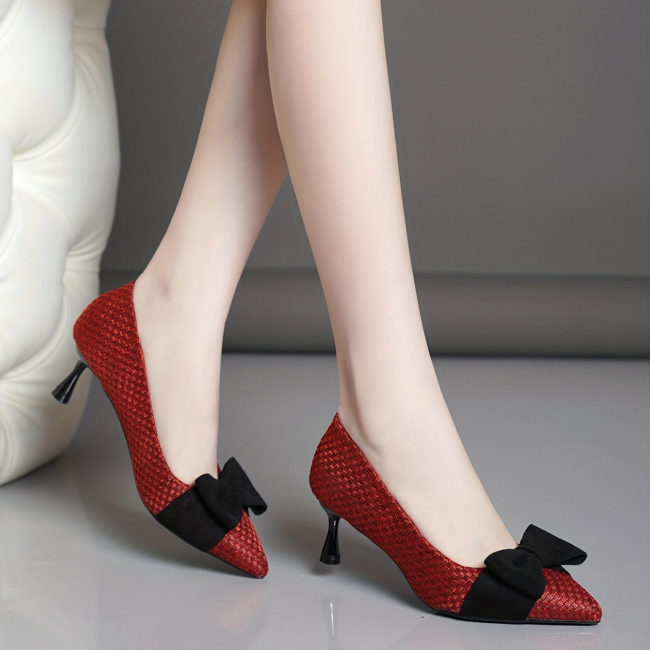 Women's Bowknot Stiletto Heels Pointed Toe High Heel Shoes