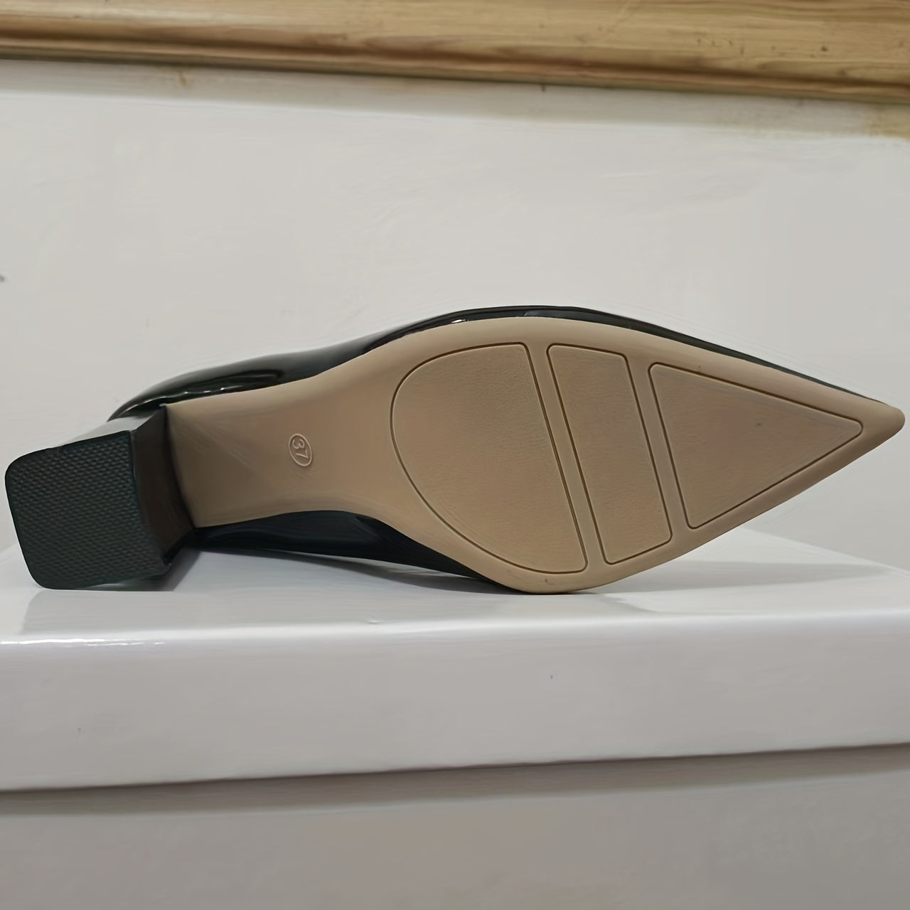 Women's Solid Block Heels Point Toe Work Pumps