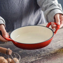 1pc 20 Enameled Cast Iron Skillet Orange & Small Cast Iron Skillets BBQ Safe Pan