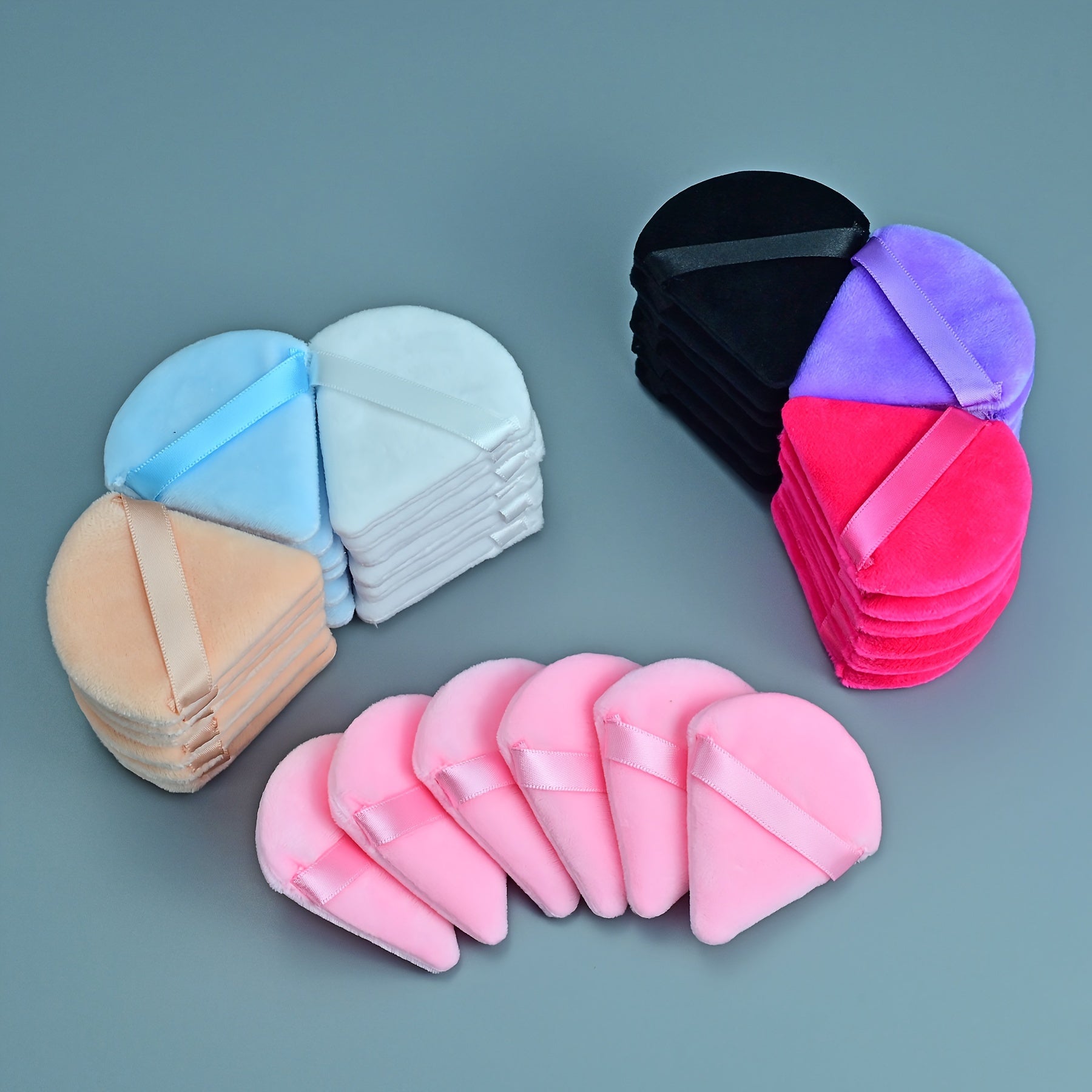 6pcs Powder Puff for Face Makeup Soft Triangle Puffs with Strap