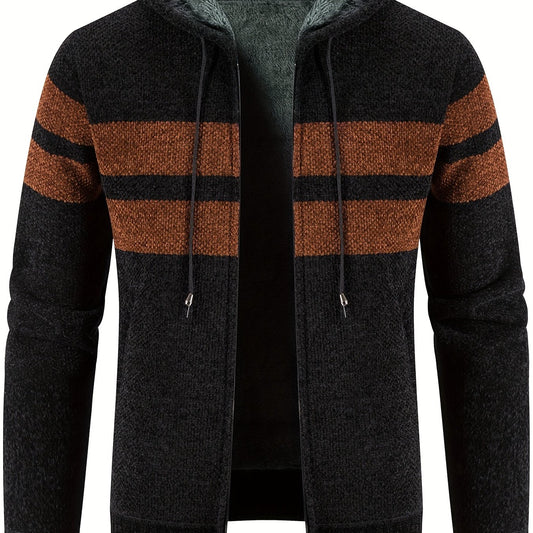 Fleece Hooded Jacket Men's Zip Up Coat Fall Winter