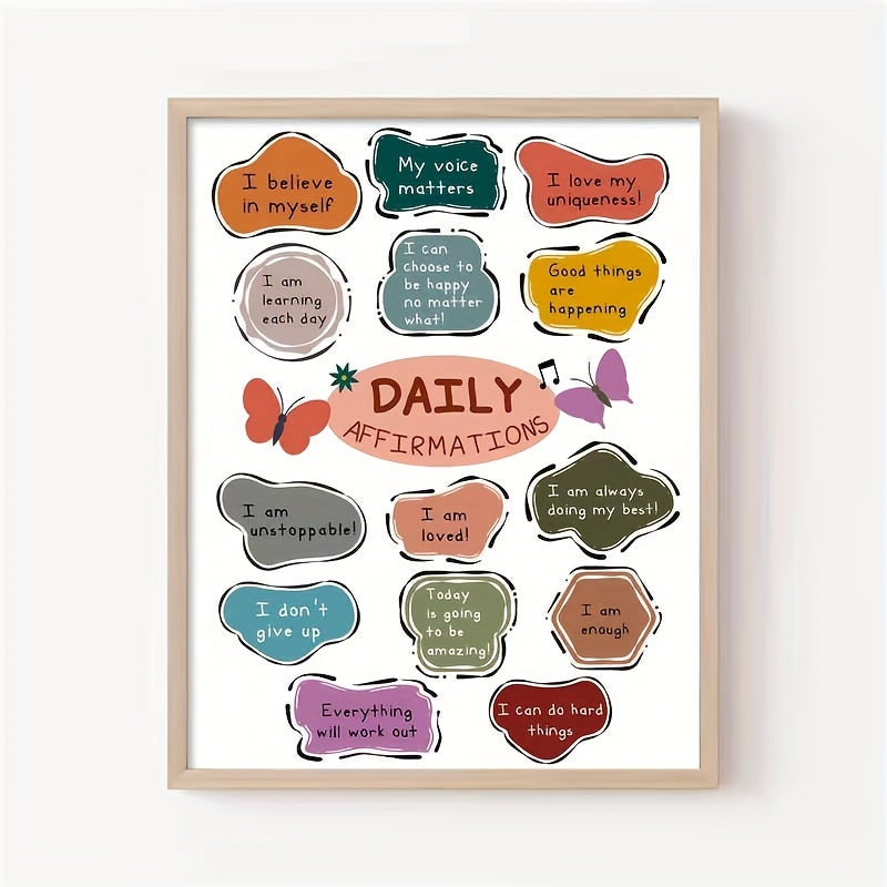 Educational Art Print Daily Affirmations Poster 20x25cm Unframed