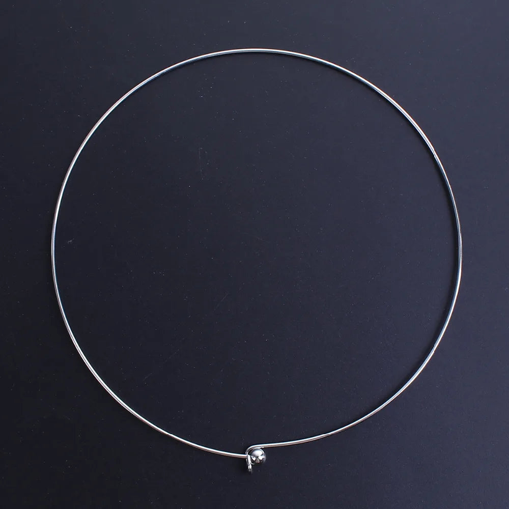 304 Stainless Steel Collar Choker Necklace Removable Ball End Cap DIY Jewelry