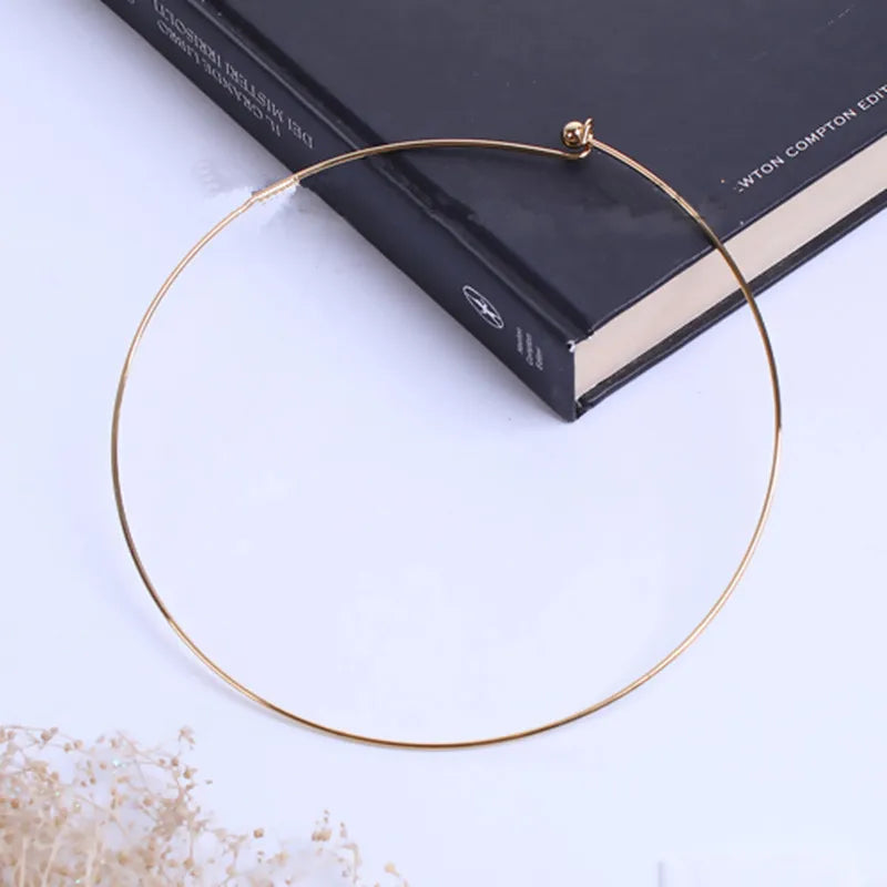 304 Stainless Steel Collar Choker Necklace Removable Ball End Cap DIY Jewelry