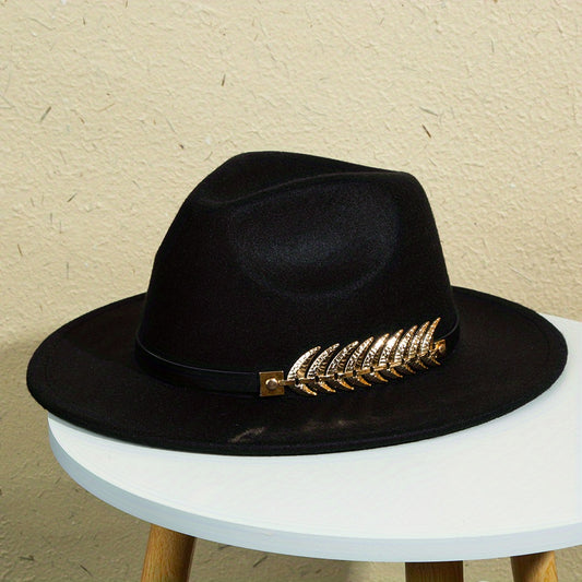 Men's Wide Brimmed Hat with Belt Decoration