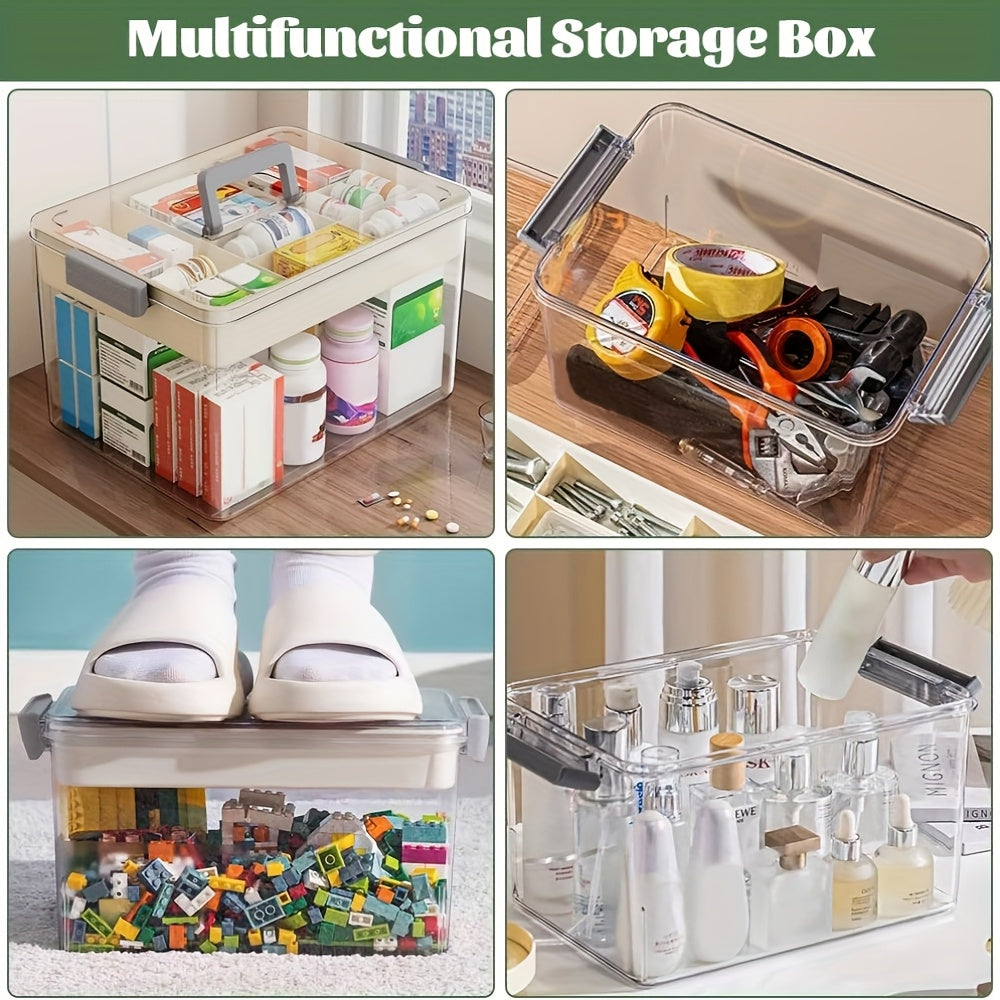 Lockable Medicine Storage Box Clear Portable First Aid Organizer