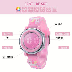 Cartoon Unicorn Waterproof Electronic Watch for Kids