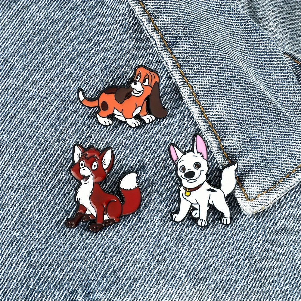 Men's Animal Brooches - Fashionable Dog & Fox Enamel Pins