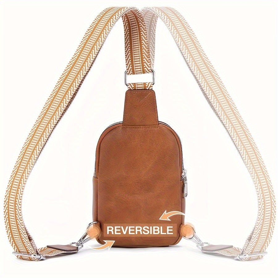 Retro Style PU Leather Sling Bag Crossbody Chest Mobile Phone Bag