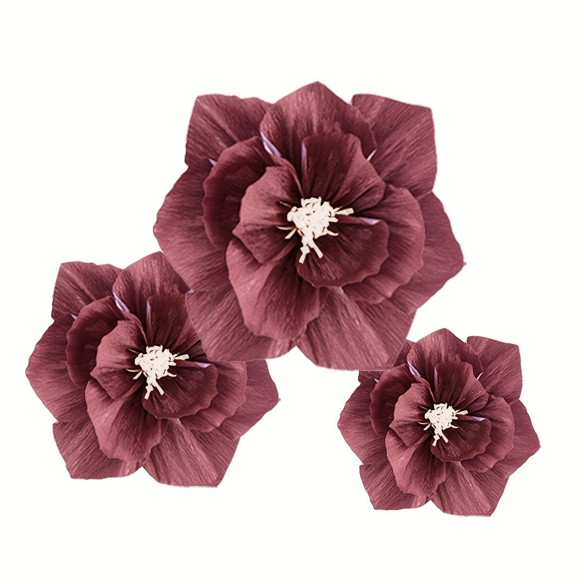 3pcs Wrinkle Paper Flowers Wedding Room Decoration