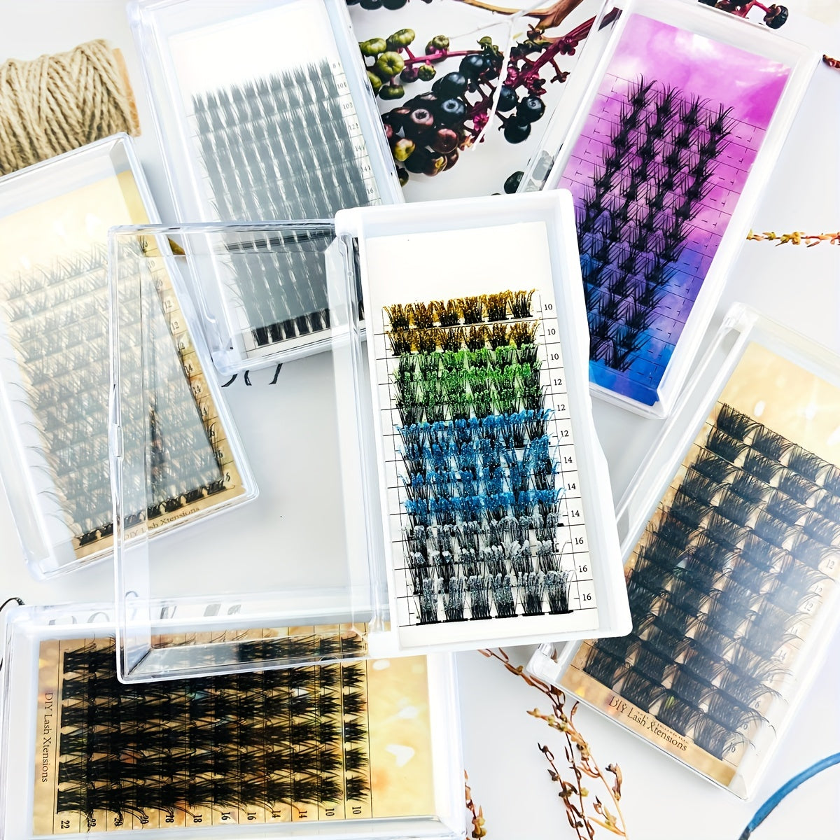 25mm Mix Lash Glitter Clusters DIY Extensions 100 Wispy Lashes D Curl Volume