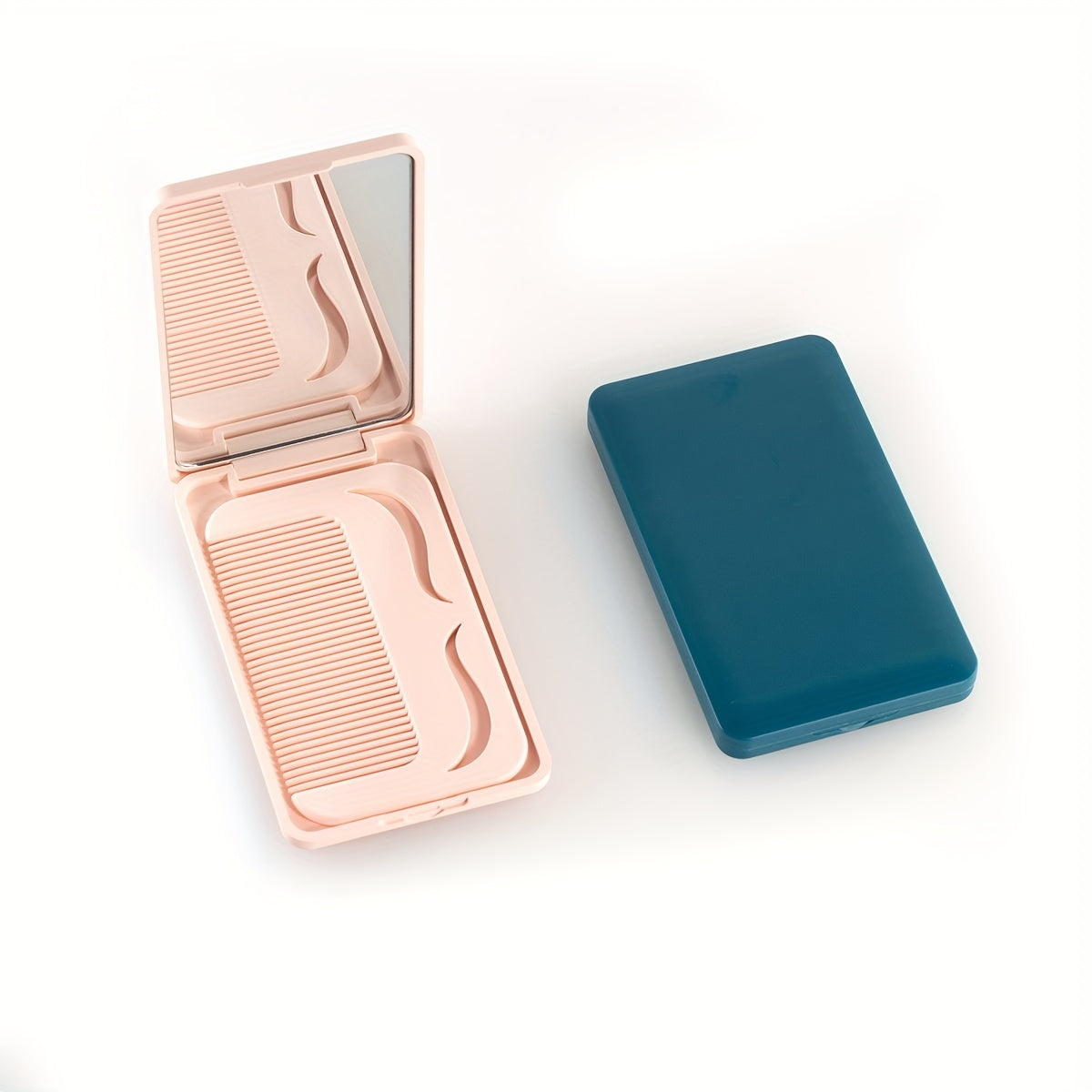 Portable Folding Mirror with Comb for Girl's Makeup in Pink and Green