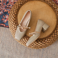 Women's Faux Pearl Chunky Low Heels Pumps