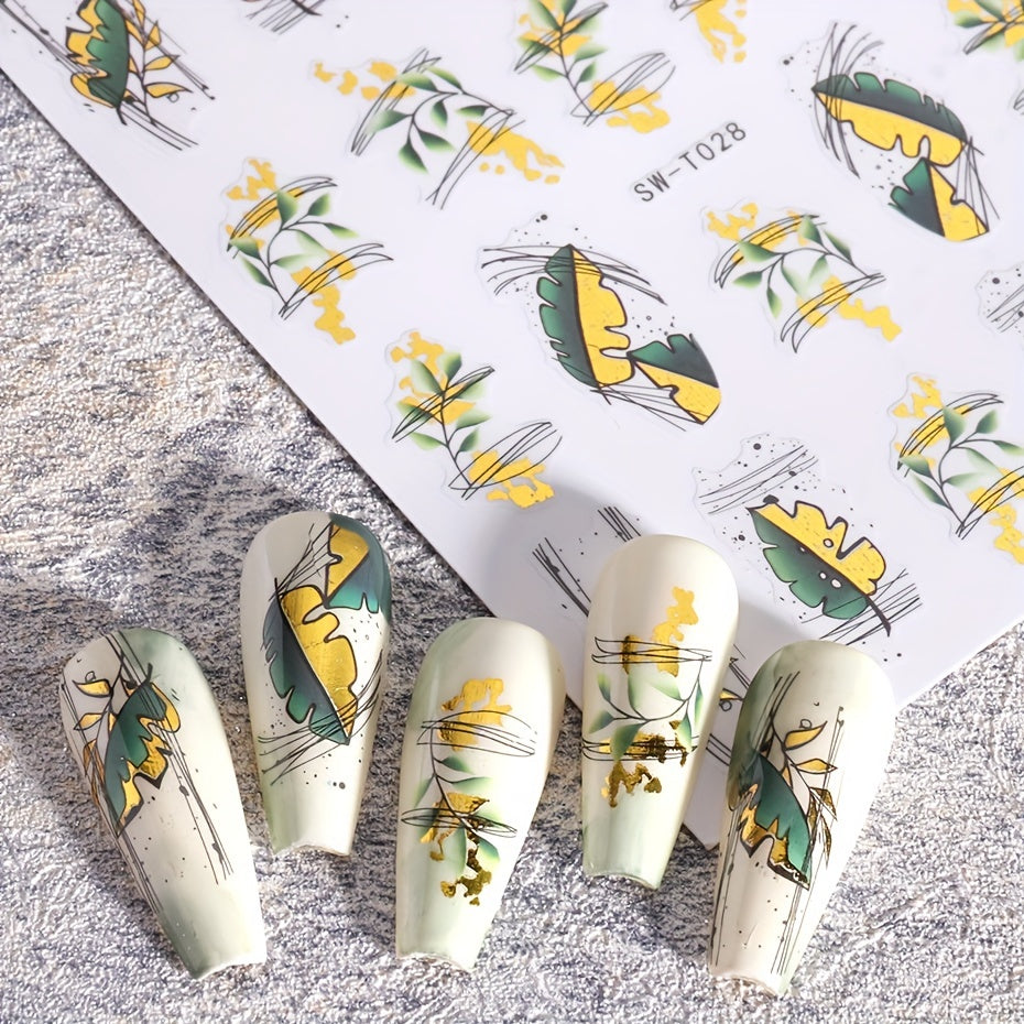 Bronzing Golden Leaf Nail Stickers for Unique Manicure