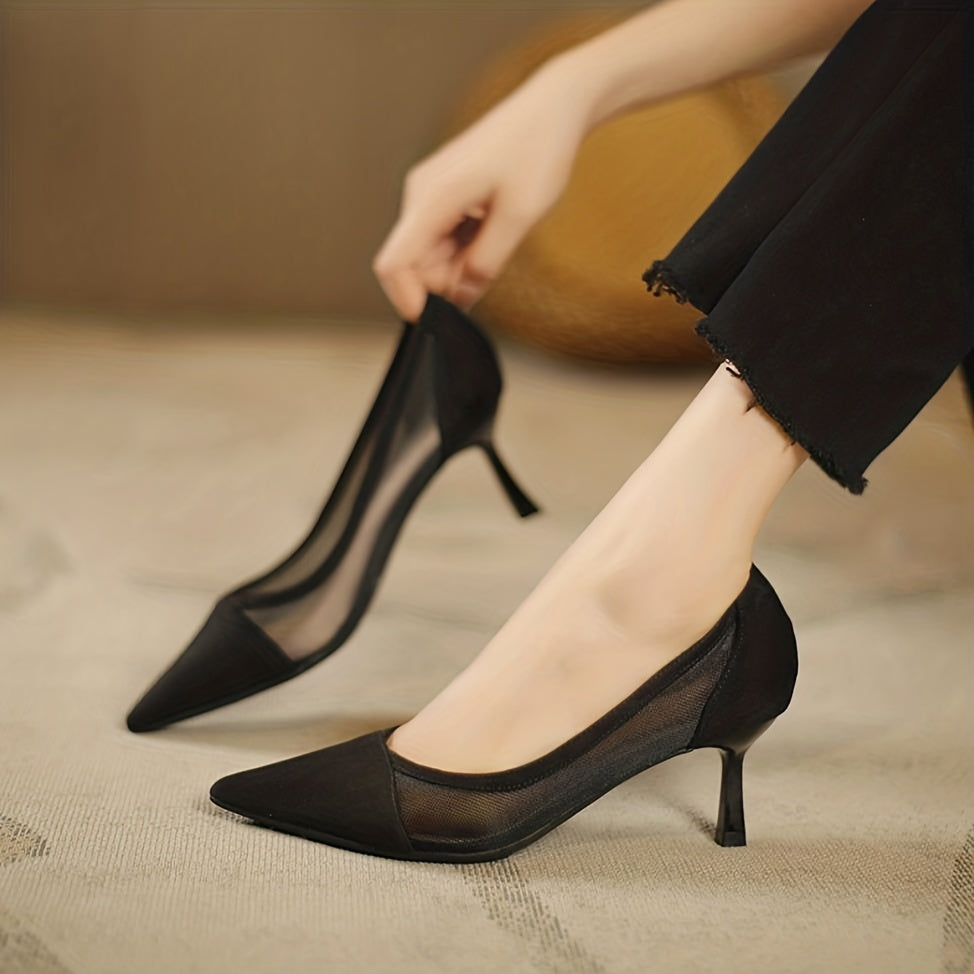 Women's Mesh Stiletto Heels Slip On Pumps