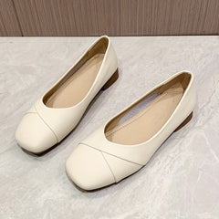 Women's Square Toe Low Heels Slip On Chunky Heels Work Shoes