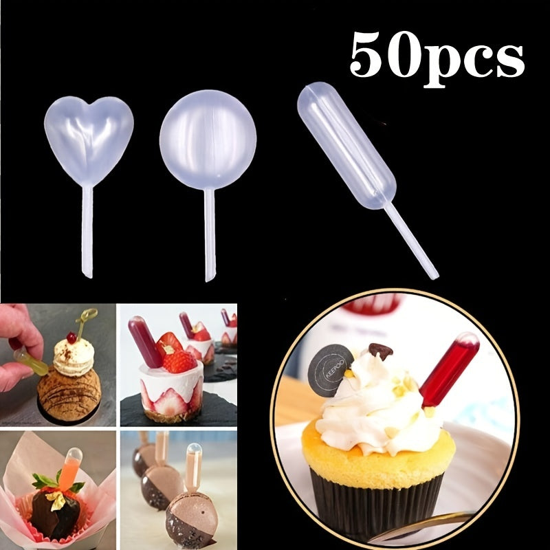 50pcs 4ml Plastic Cupcake Pipettes for Easy Liquid Infusion Baking Tools