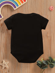 Baby Boys Casual Daddy Me Print Romper Short Sleeve Crew Neck Bodysuit