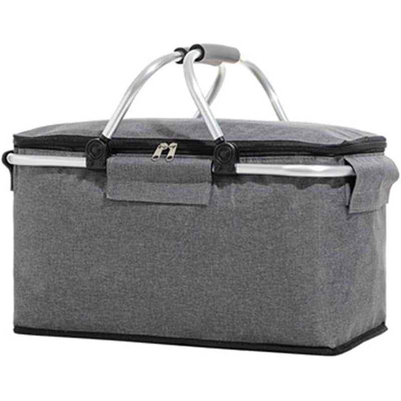 30L Insulated Picnic Basket Foldable Grocery Set Waterproof Lining