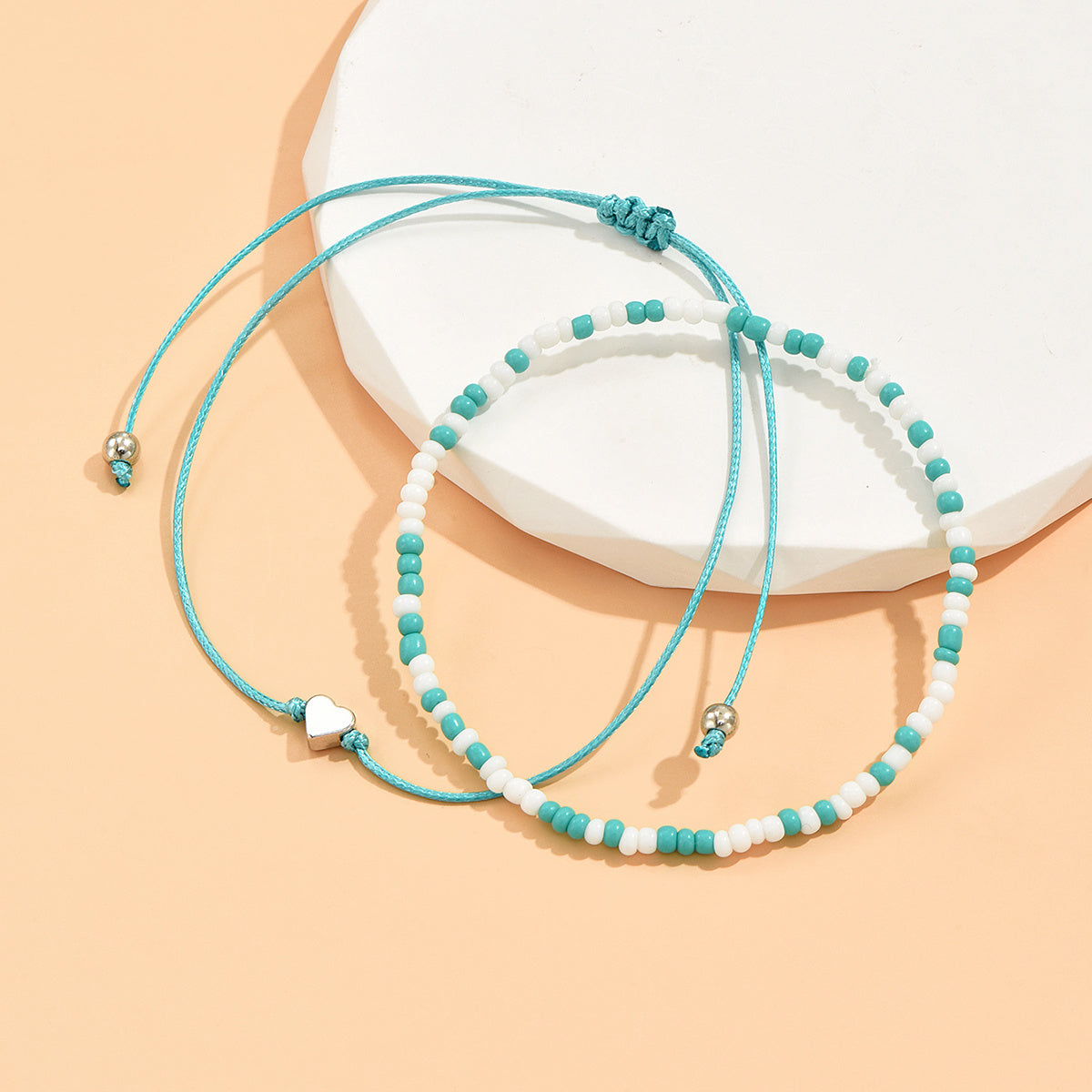 2 Pcs Colorful Rice Beads Anklet Adjustable Bracelet