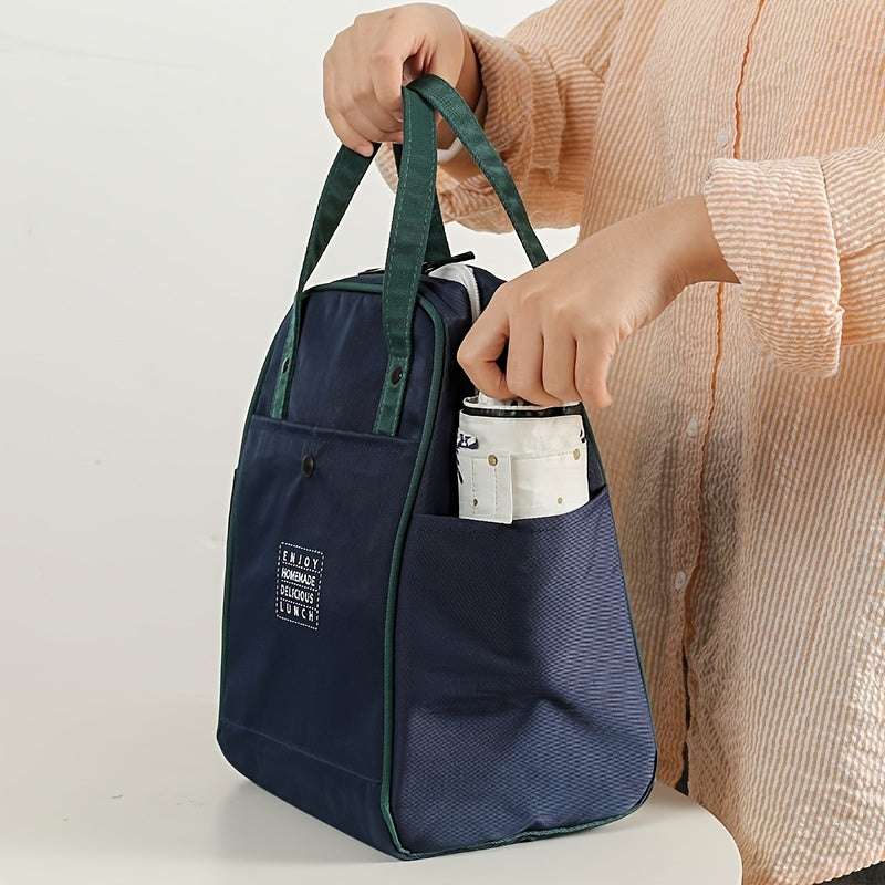 Insulated Lunch Bag Double Zip Waterproof Easy Carry Students Office