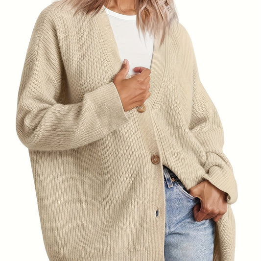 Solid Knit Long Sleeve Button Up Cardigan