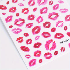 2pcs Heart & Lip Nail Art Stickers Matte Finish Self Adhesive