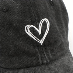 Vintage Baseball Cap Heart Embroidered Dad Hat Adjustable Sun Hats