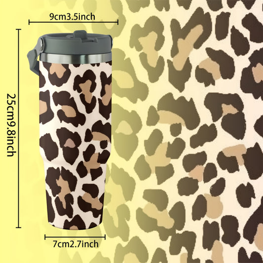 30oz Leopard Print Stainless Steel Travel Mug Insulated Hot/Cold
