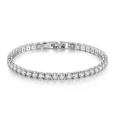 2-6.5mm Moissanite Tennis Bracelet Platinum Plated 925 Sterling Silver